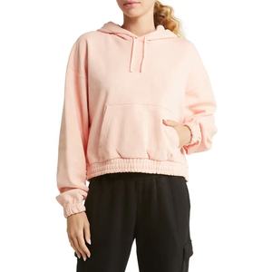 OEM 350 GSM 100% algodón al por mayor Crop Top sudaderas con capucha mujeres logotipo personalizado de gran tamaño más vendidos Crop Top sudaderas con capucha - Product Image 1