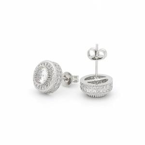Boucles d'oreilles Hip Hop en argent sterling S925 de haute qualité avec diamant rond Moissanite pour femmes - Product Image 3