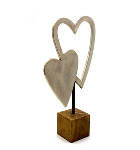 Nouvel arrivage de coeur en aluminium fer/bois avec base en nickel brut Design unique Décoration de Noël faite à la main personnalisée - Product Image 3