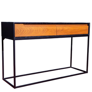 Table console moderne en bois de chêne blanc avec pieds en métal meubles de maison tendance pour appartements villas salon hôtel chambre à coucher - Product Image 1