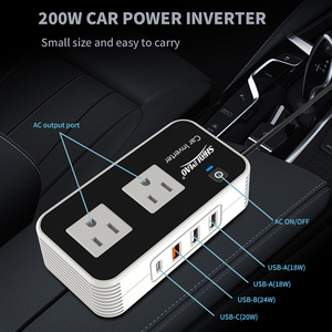 Ngoài trời cắm trại du lịch 200W xe biến tần máy tính xách tay Car Charger Adapter DC 12V để AC 110V sửa đổi Sine Wave xe Power Inverter - Product Image 3