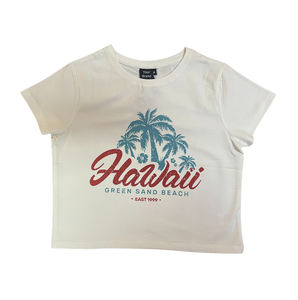 Proveedor al por mayor de 100% algodón impreso cuello redondo Crop Top niñas camiseta con mangas cortas disponible a precio de mercado asequible - Product Image 1