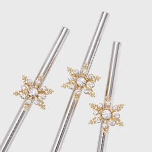 Pailles à boire en acier inoxydable ornées de cristaux de luxe, élégantes, réutilisables, durables, sans rouille, ensemble de cadeaux de bar haut de gamme - Product Image 2