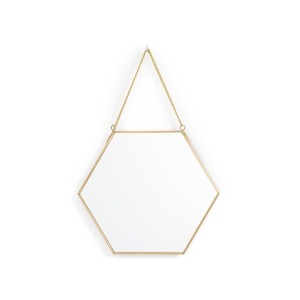 Un miroir mural en forme d'hexagone magnifiquement conçu avec un cadre au design unique technique traditionnelle pour la décoration intérieure disponible - Product Image 1