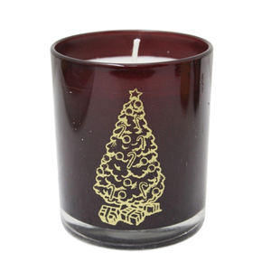 Tarro de vela votivo redondo de vidrio con cera de Color rojo para decoración del hogar y Navidad hecho a mano personalizado - Product Image 1