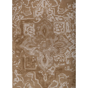 พรมขนสัตว์ผสมวิสโคส Mythos ทอมือ สีเบจ-น้ำตาล ขนฟู รูปทรงสี่เหลี่ยมผืนผ้า ลายเหรียญ สำหรับบ้าน ห้องนั่งเล่น ทางเดิน-รุ่น TNQ-611 - Product Image 3