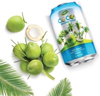100% Vietnamese natuurlijke jonge groene kokoswater NFC gearomatiseerd OEM-service laag in suiker Keto-vriendelijk Elektrolyt HALAL gecertificeerd
