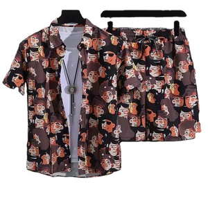 Ensemble chemise hawaïenne à manches courtes imprimé numérique personnalisé, prix de gros, pour l'été et la plage - Product Image 1