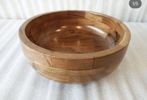 Bol de service en bois naturel avec logo personnalisé, design en forme de cœur, vaisselle, ustensiles de cuisine, bol à salade, au meilleur prix - Product Image 2