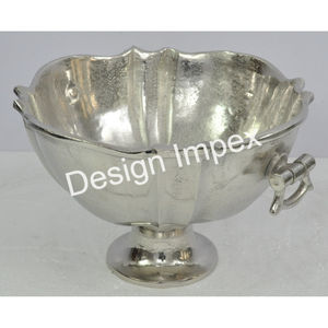 Cuenco de enfriamiento de champán, Cubo de almacenamiento de cubitos de hielo de aluminio fundido estilo Pedestal, cuenco plateado, encimera, enfriador de vino, logotipo personalizado - Product Image 3