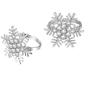 Vente chaude Argent Flocons De Neige Moderne Rond De Serviette Luxueux Porte-Serviette En Métal De Mariage Table Décoratif Porte-Mouchoirs - Product Image 3
