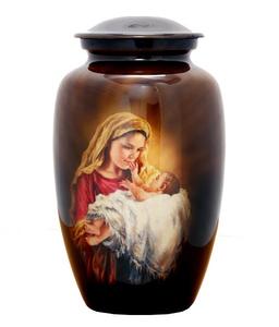 โกศเผาศพอลูมิเนียมคลาสสิกสำหรับผู้ใหญ่พร้อมการตกแต่งในร่มที่มีสีสันสวยงามใช้เก็บขี้เถ้าศพ - Product Image 2