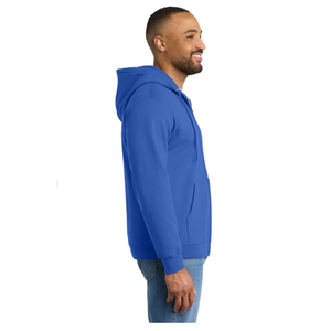 Sudadera con capucha y cremallera completa para hombre al por mayor, chaqueta polar de algodón suave, sudadera azul Lisa para uso en otoño e invierno - Product Image 4