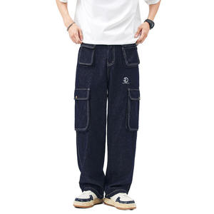 2025 été hommes décontracté droite Denim pantalon à la mode jean ample avec finition lavée en détresse Look pour rue poche jean - Product Image 3