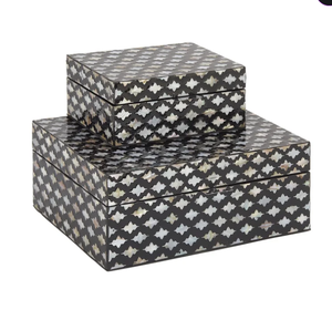 Boîte à bijoux en bois avec incrustation de nacre en résine faite à la main, décoration moderne pour la maison, boîte à bagues élégante pour le rangement à domicile - Product Image 4