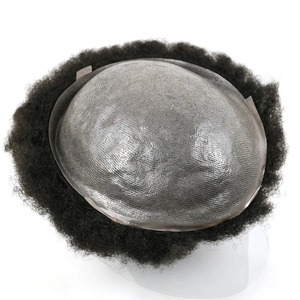 Perruques en <span class=keywords><strong>cheveux</strong></span> humains naturels, <span class=keywords><strong>bouclés</strong></span> et ondulés, fabriquées à la main, avec ligne <span class=keywords><strong>de</strong></span> <span class=keywords><strong>cheveux</strong></span> naturelle, pour hommes, en gros direct, <span class=keywords><strong>cheveux</strong></span> indiens Remy - Product Image 1