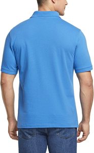 Camisetas de golf, polos sólidos bordados, Polo de piqué con logotipo personalizado de golf para hombre, tela de malla de algodón transpirable - Product Image 6