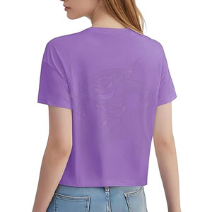 เสื้อครอปแบบมีกระดุมสำหรับผู้หญิงเสื้อครอปแต่งสีล้วนทรงโอเวอร์ไซส์สำหรับฤดูร้อน - Product Image 3