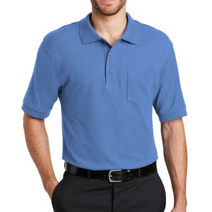 เสื้อโปโลผ้าฝ้ายสีฟ้าเสื้อกีฬากอล์ฟผ้าคอตตอนสำหรับ100% - Product Image 1