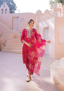 Seda dola pura con jacquard digital y dupatta hecha a mano y conjunto de Kurti de trabajo pesado puro - Product Image 6