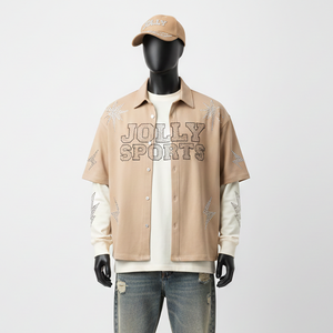 T-shirt 100% coton pour homme, coupe ample, imprimé, double couche, manches longues, style personnalisé, nouveau modèle, t-shirt à double manche. - Product Image 6