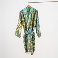 Albornoz de algodón turco de secado rápido con capucha ligera, cierre con cordón XL, diseño floral transpirable, conjunto de albornoz de verano