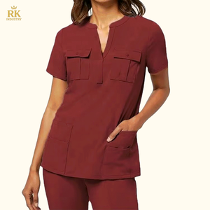 Uniformes de Enfermería de Diseño Exclusivo, Personalizados, Elásticos, Conjuntos de Blusa y Pantalón Corto para Enfermeras - Product Image 2