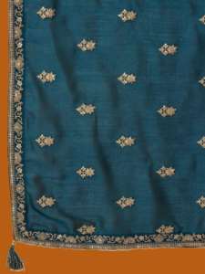 Trendmalls Femme Vichitra Soie Broderie Salwar Costume Ensemble Anarkali Kurta Ensemble avec Dupatta (G329-Morpeach) - Product Image 6