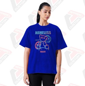 เสื้อยืดผ้ายีนส์ผ้ายีนส์ผ้าลูกฟูกสำหรับผู้หญิงทันสมัยทันสมัยทันสมัยผ้าลินินเป็นมิตรต่อสิ่งแวดล้อมผ้าปะติดลูกปัด - Product Image 1