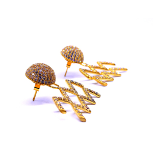 ชุดต่างหูเงินสเตอริ925สำหรับผู้หญิงชุดแต่งงานประดับด้วยพลอยบุษราคัมสีขาวชุบทองเวอร์มีลสไตล์คลาสสิก - Product Image 3