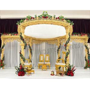 ผู้ผลิตมณฑปงานแต่งงานไม้แบบกำหนดเอง มณฑปธีมพระราชวังสำหรับพิธีแต่งงานแบบอินเดีย มณฑปไม้ดีไซน์สวยงาม แคนาดา - Product Image 1