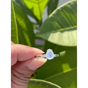 Bague en Pierre de Lune Arc-en-ciel Naturelle, Argent Sterling 925, Bague Artisanale en Pierre Précieuse, Fournisseur de Bijoux en Gros - Product Image 5