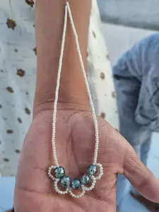 ลูกปัดกลมเพชรสีขาวและสีฟ้าสร้อยคอเพชรโมอิสซาไนต์เพชร AAA - Product Image 3