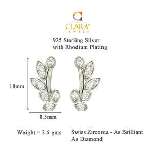 NOVAMART Fine Premium 925 Sterling <b>Silver</b> <b>Stud</b> <b>Earrings</b> for Women Girls-Plant Water Drop Shapes Princess Cut Diamond Accent 14k - Product Image 5