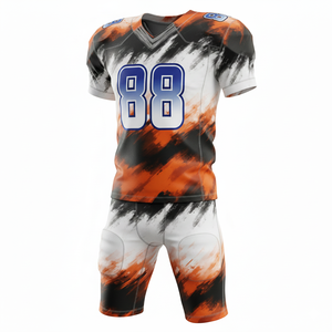 Ensemble de maillot et short de football américain personnalisable, 100% polyester, respirant et grande taille avec position du logo sur le devant - Product Image 1