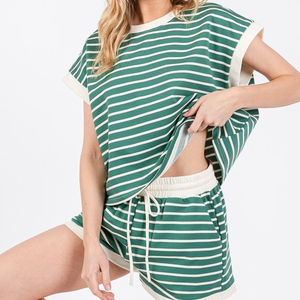 Vente en gros de vêtements shorts en coton pour femmes ensembles pour femmes de grande taille nouveaux hauts à la mode ensemble t-shirt et short décontractés - Product Image 3