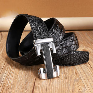 The Latest Automatic Buckle <b>Black</b> Fashion Designer Casual Crocodile Men <b>Leather</b> Belt With Custom Logo - Product Image 3