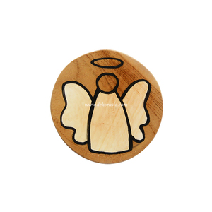 Posavasos redondo de madera de teca decorativo hecho a mano personalizado para café, té, bebida, accesorios de mesa - Product Image 1