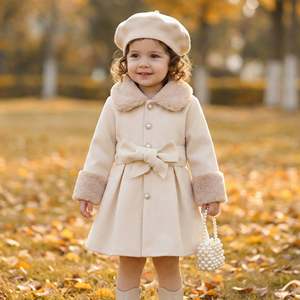 Abrigo de lana casual de invierno para niña, diseño estampado, nueva técnica, cuello de piel de conejo, capucha, abrigo largo, lindo, de algodón, para adolescentes - Product Image 2