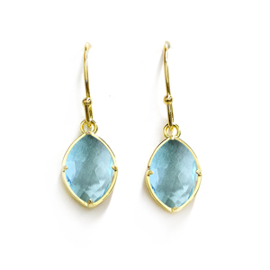 ขายส่ง 925 เงินสเตอร์ลิง Marquise Aquamarine ต่างหูทอง Vermeil Prong ชุดอัญมณีสําหรับผู้หญิงเครื่องประดับคอลเลกชัน - Product Image 1