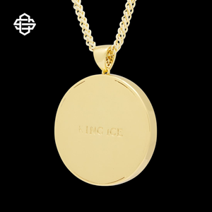 Collar con colgante de Ángel dorado de lujo para hombre, medallón redondo helado, cadena cubana, regalo de joyería de moda Hip Hop - Product Image 2