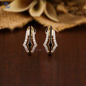 0.432 TDW boucle d'oreille ronde en diamant taillé en brillant or blanc 18 carats diamant Hpht/Cvd bijoux en diamant - Product Image 1