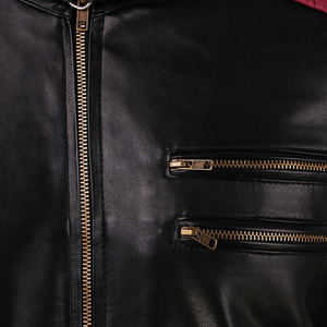 Último diseño cómodo 2025 alta calidad piel de oveja Stand Collar hombres moda chaqueta de cuero con mangas completas - Product Image 2