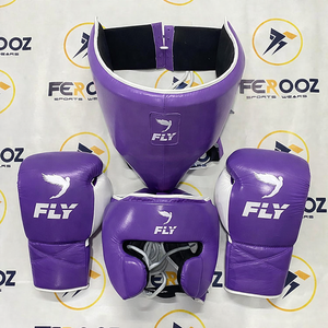 Latest Design All Color & Sizes Available FLY Purple White Customized Boxing Sparring Set For Training High Quality Real Leather - Product Image 1