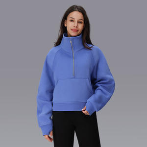 Sweat-shirt à col montant en molleton doux uni de qualité supérieure Ville Sports, logo personnalisé, vêtement d'extérieur, veste pour femmes - Product Image 5