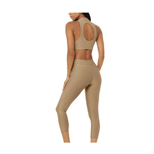 Vente en gros de logo personnalisé Ensemble de yoga deux pièces pour femmes, soutien-gorge legging long design dos nu respirant, fitness, course, vêtements de sport - Product Image 6
