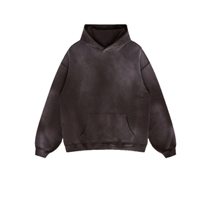 OEM Vente de gros Sweat à capuche pour homme lavé à l'acide respirant et anti-rides, coton mélangé de base pour la saison d'automne - Product Image 2