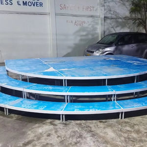 Support de table en métal doré onirique Socles d'événements Table à gâteau ronde en verre Tables à gâteaux en acier inoxydable pour événements de fête de mariage - Product Image 1