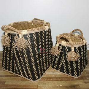 Artex Dong Thap Usine Panier de rangement en osier avec couvercle Conteneur de feuilles de palmier fait à la main pour l'organisation de la maison - Product Image 1