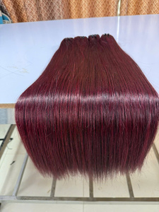 AZURA ต่อผมแท้ เวียดนาม เรมี่แฮร์ เย็บด้วยเครื่องจักร แบบดับเบิ้ลเวฟท์ สีแดงเข้ม ย้อมสี  ปลายผมแบบดับเบิ้ลดรอน ปราศจากสารเคมี ไม่ผ่านการดัด - Product Image 1